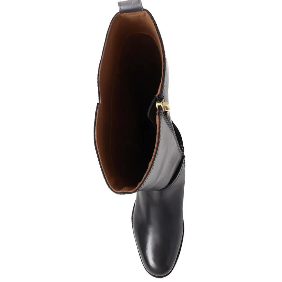 Emaline Leather Long Boots - Black