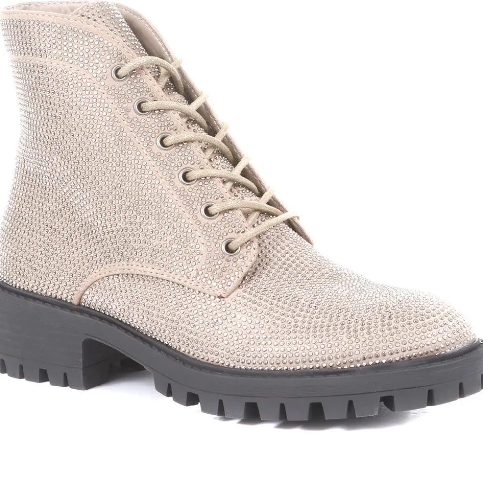 Embellished Ankle Boots - Taupe