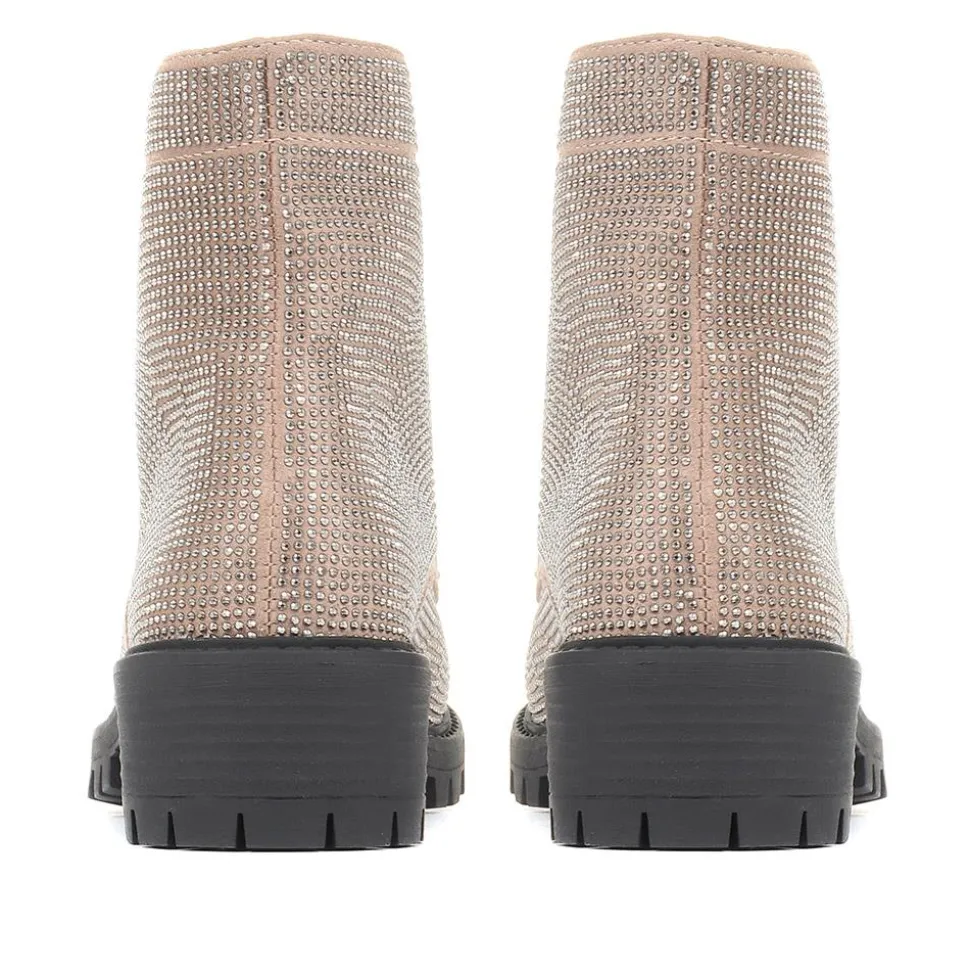 Embellished Ankle Boots - Taupe