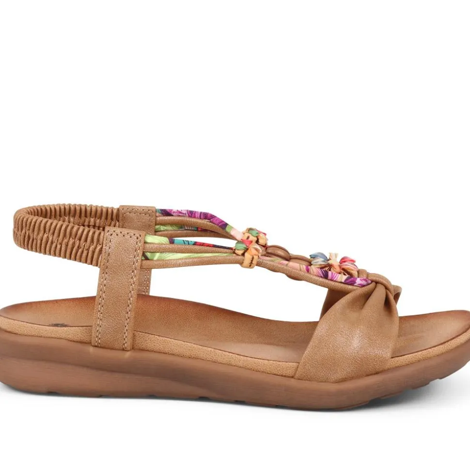 Embellished Flat Sandals - Brown