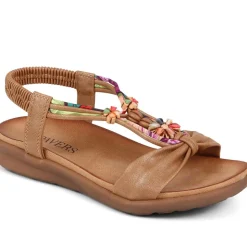Embellished Flat Sandals - Brown