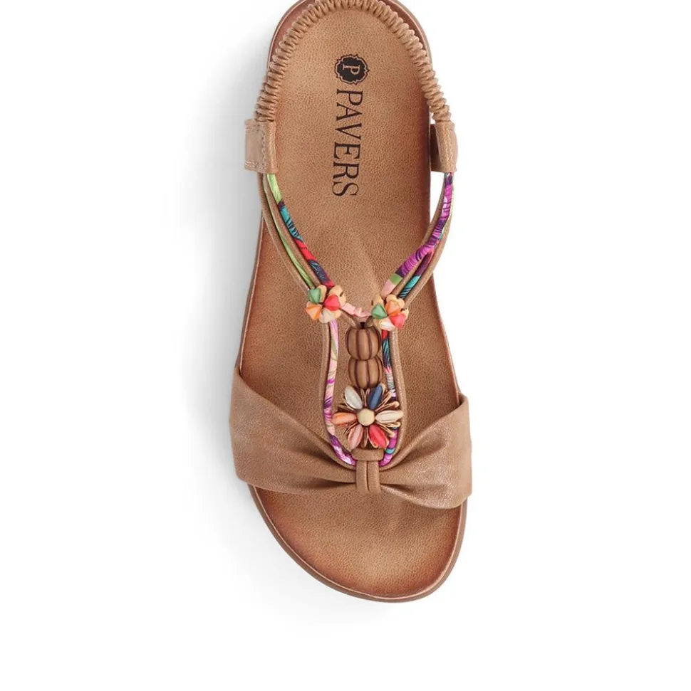 Embellished Flat Sandals - Brown