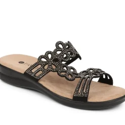 Embellished Floral Mules - Black
