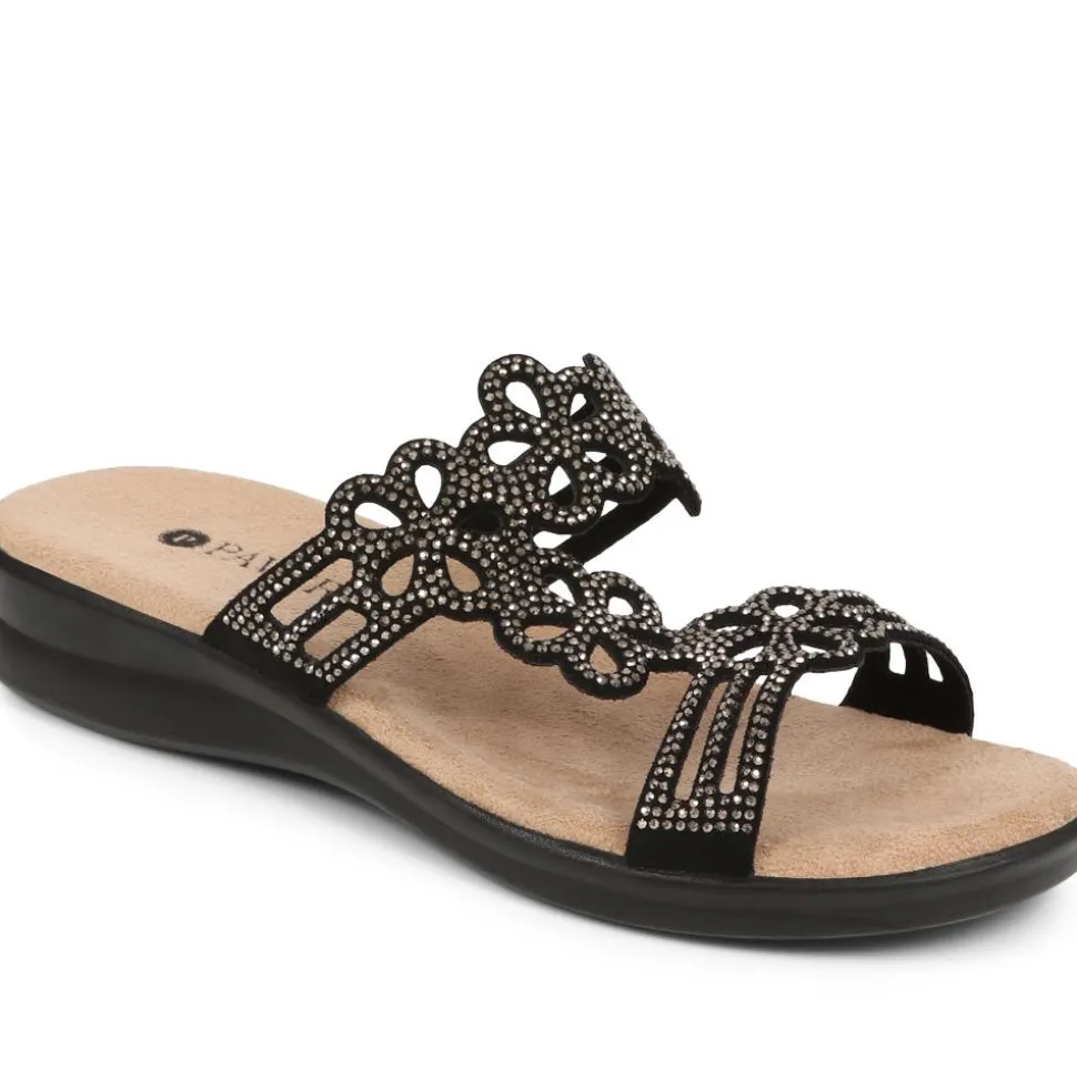 Embellished Floral Mules - Black