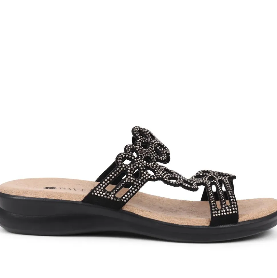 Embellished Floral Mules - Black