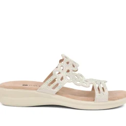 Embellished Floral Mules - Light Grey