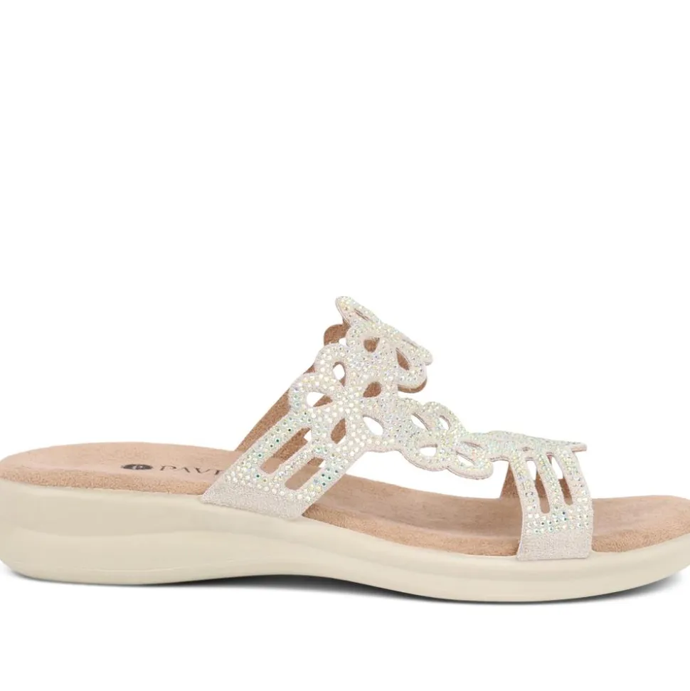 Embellished Floral Mules - Light Grey