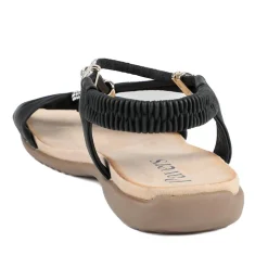 Embellished Knot Detail Elasticated Sandals - Black