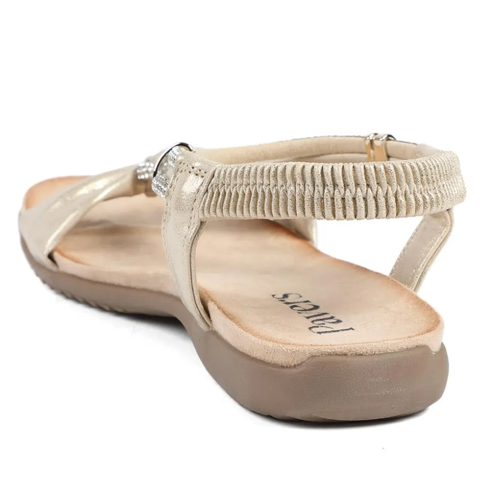 Embellished Knot Detail Elasticated Sandals - Gold