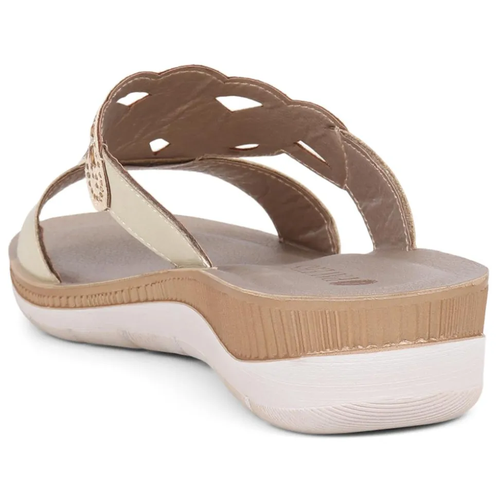 Embellished Mule Sandals - Gold