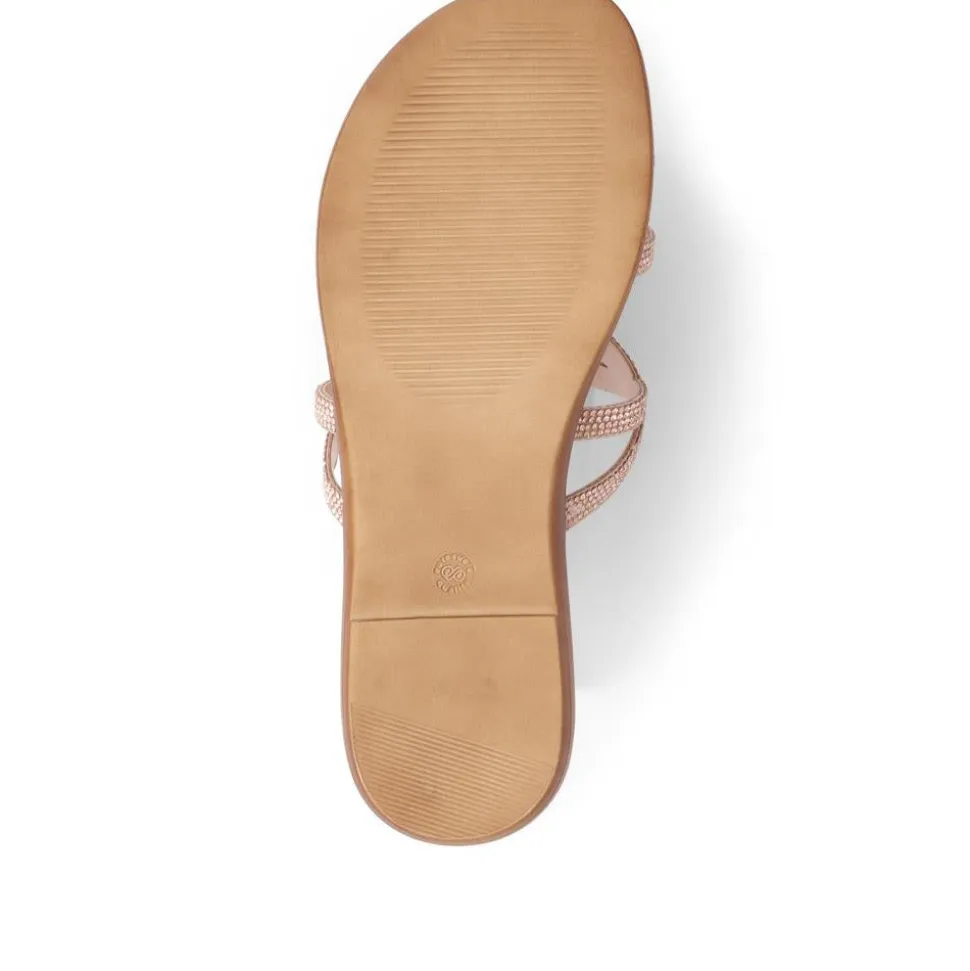 Embellished Mule Sandals - Rose Gold