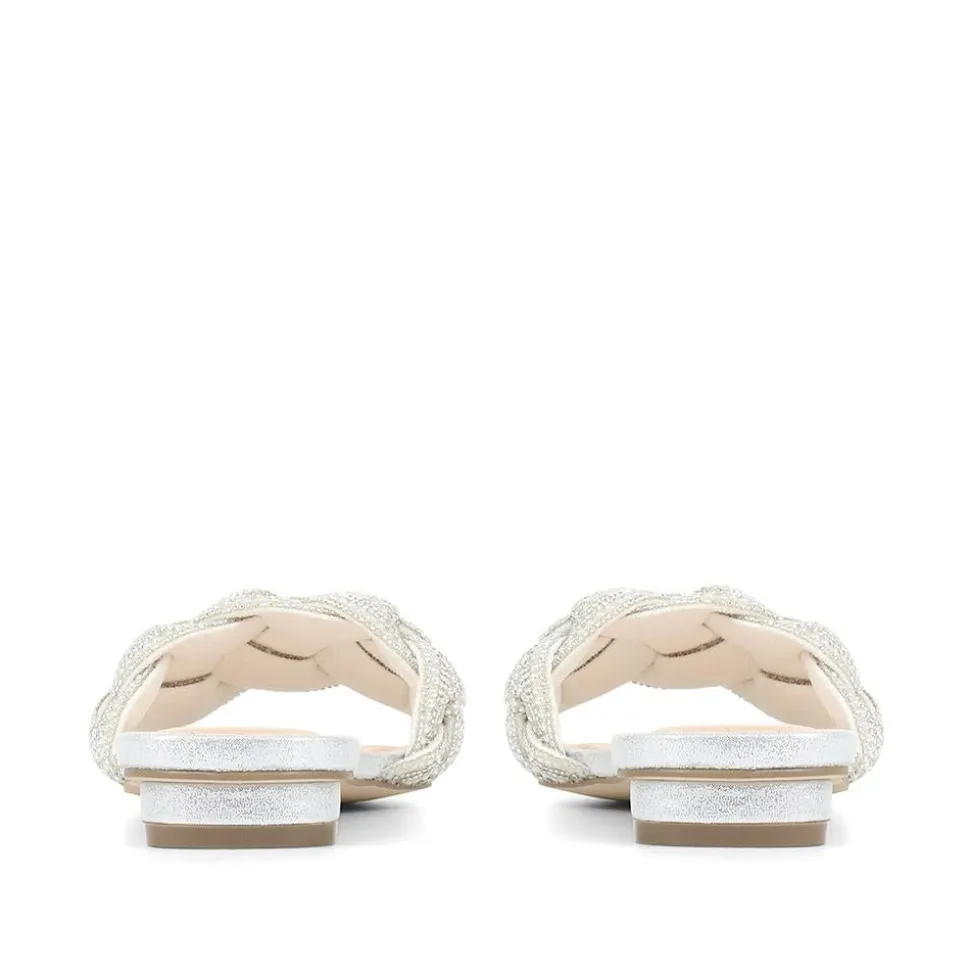 Embellished Mule Sandals - Silver