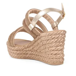 Embellished Platform Espadrilles - Bronze