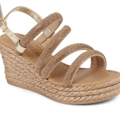 Embellished Platform Espadrilles - Bronze