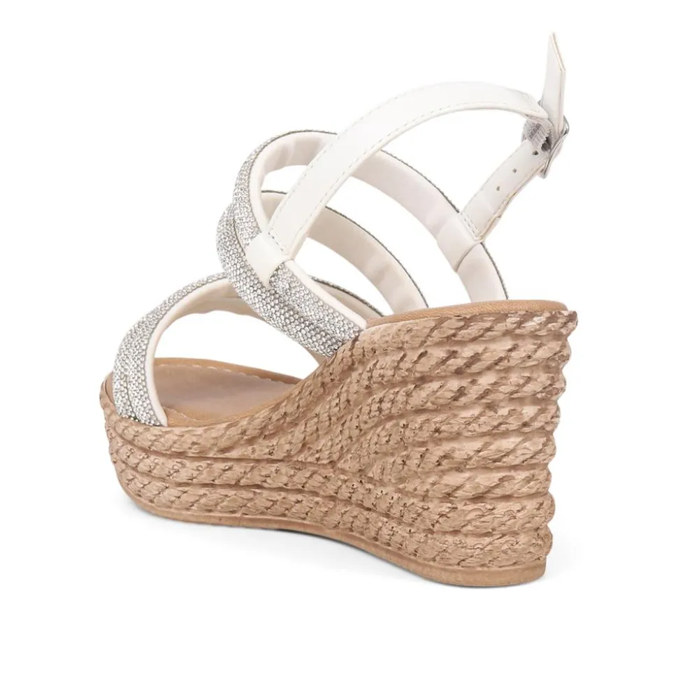 Embellished Platform Espadrilles - Silver