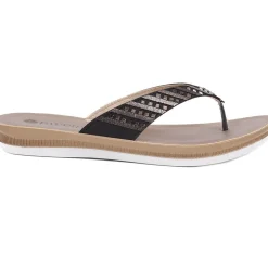 Embellished Platform Toe Post Sandals - Black