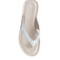 Embellished Platform Toe Post Sandals - Silver