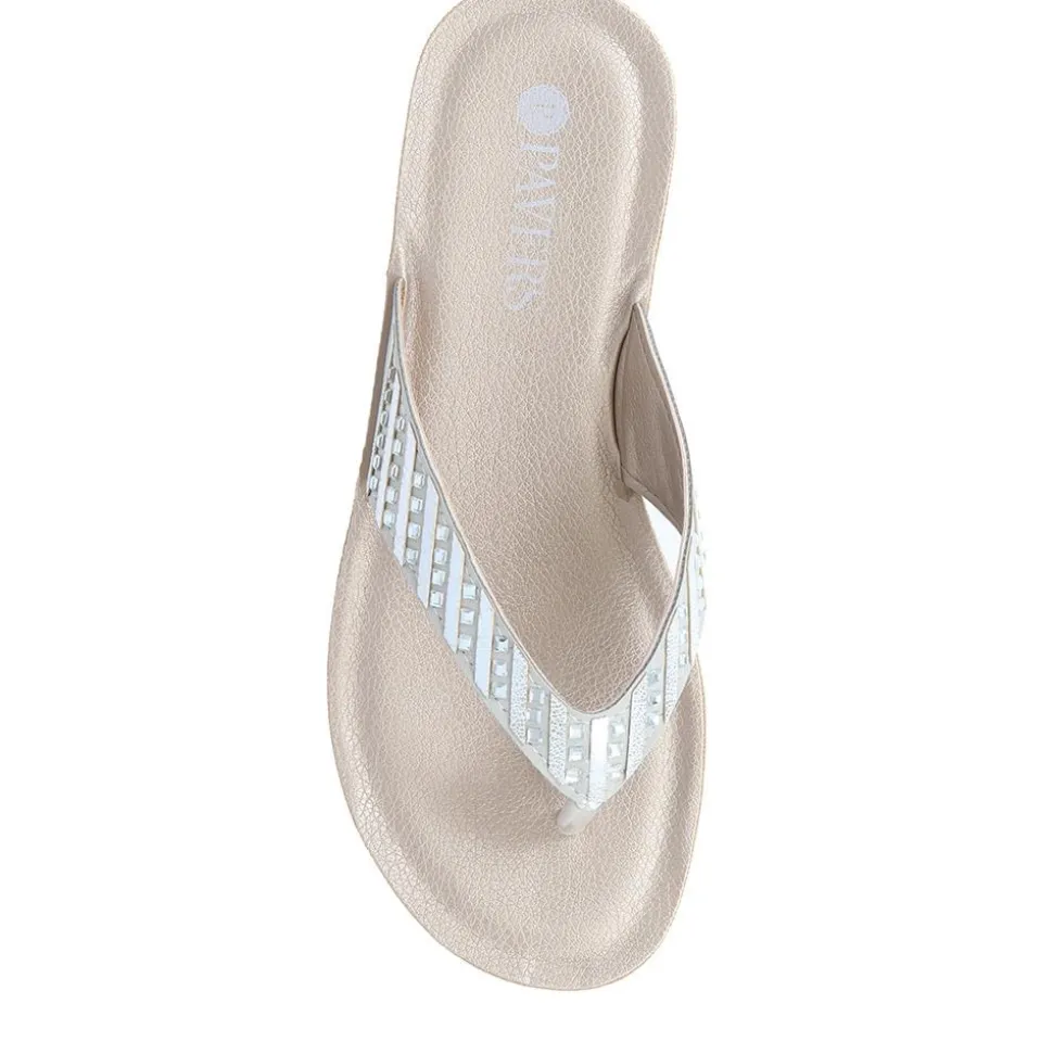 Embellished Platform Toe Post Sandals - Silver