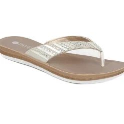Embellished Platform Toe Post Sandals - Silver
