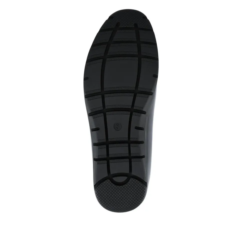 Embellished Slip-On Wedge Shoes - Black Patent