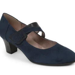 Embellished Strap Mary Janes - Navy Suede