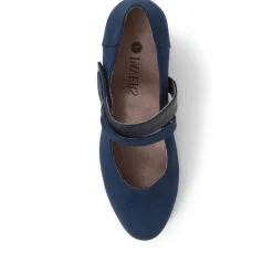 Embellished Strap Mary Janes - Navy Suede