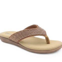 Embellished Toe Post Sandals - Bronze