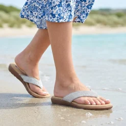 Embellished Toe Post Sandals - Silver