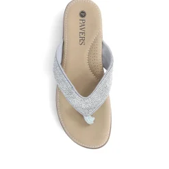 Embellished Toe Post Sandals - Silver