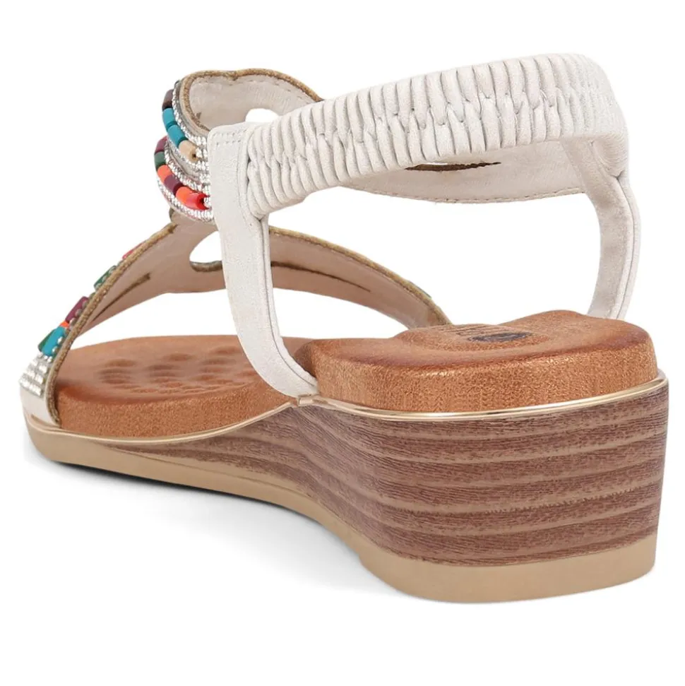 Embellished Wedge Sandals - White