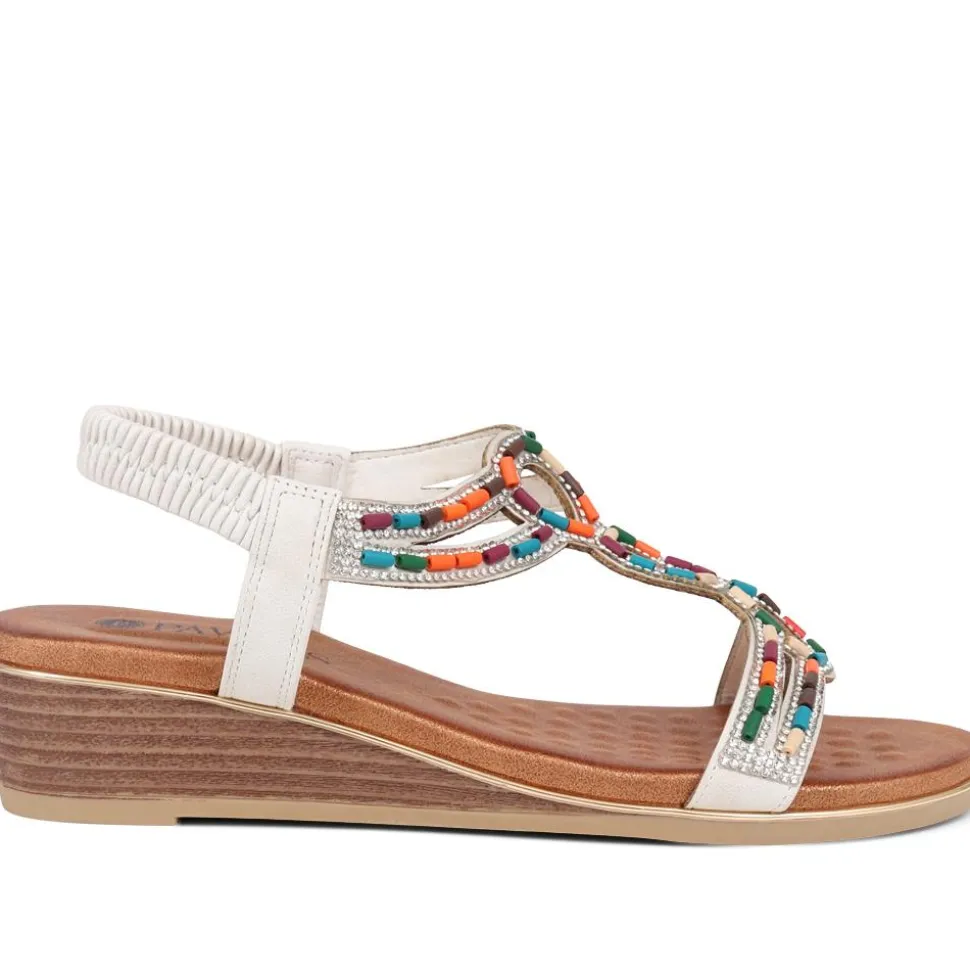 Embellished Wedge Sandals - White