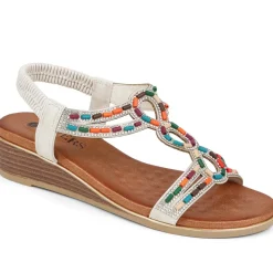 Embellished Wedge Sandals - White