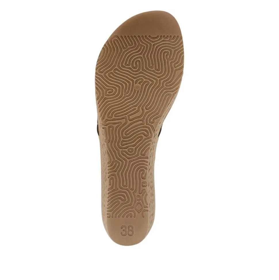 Embellished Wedge Toe Post Sandals - Gold