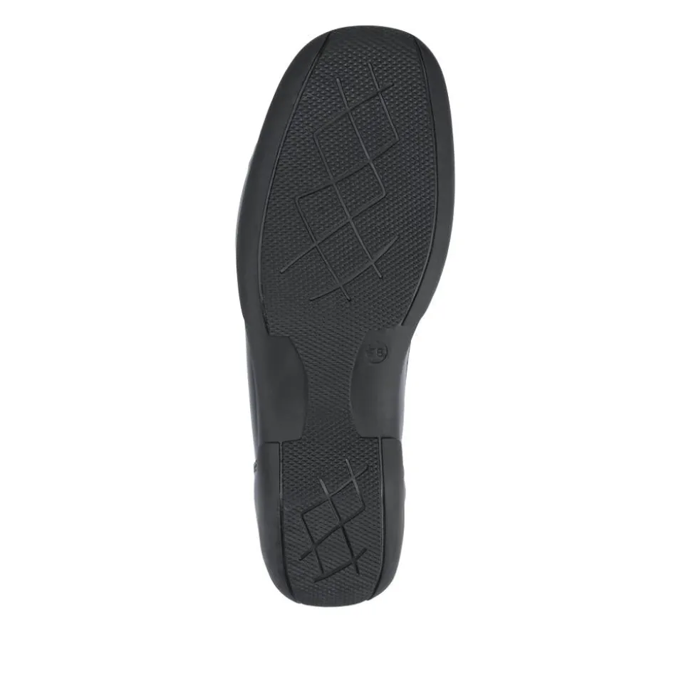 Embroided Panel Leather Loafers - Black-Leopard