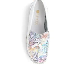 Embroided Panel Leather Loafers - White Multi