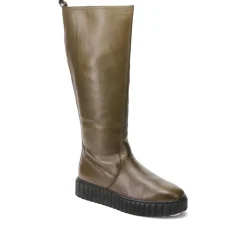 Erith Leather Long Boots - Olive