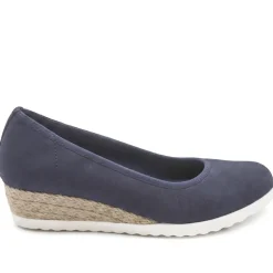 Espadrille Trim Wedge Pumps - Navy