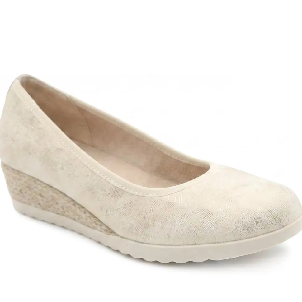 Espadrille Trim Wedge Pumps - Soft Gold