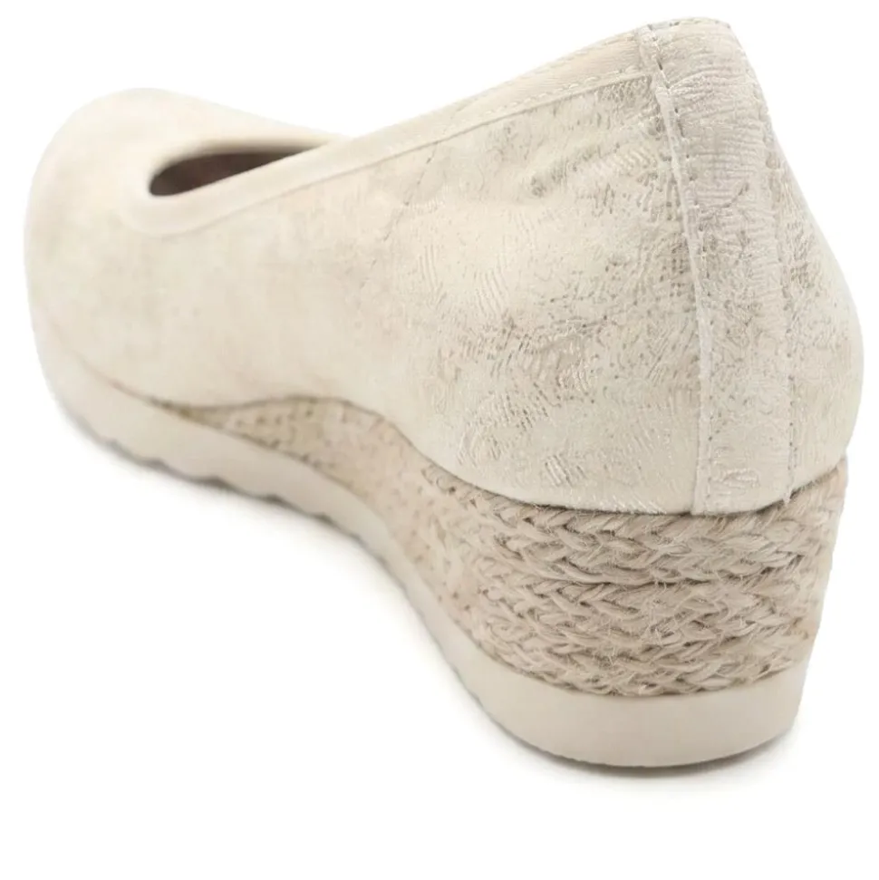 Espadrille Trim Wedge Pumps - Soft Gold