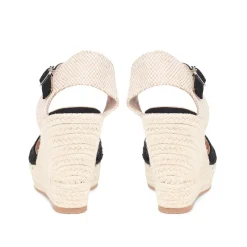 Espadrille Wedge Sandals - Black