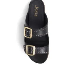 Eugenia Double Buckle Mules - Black