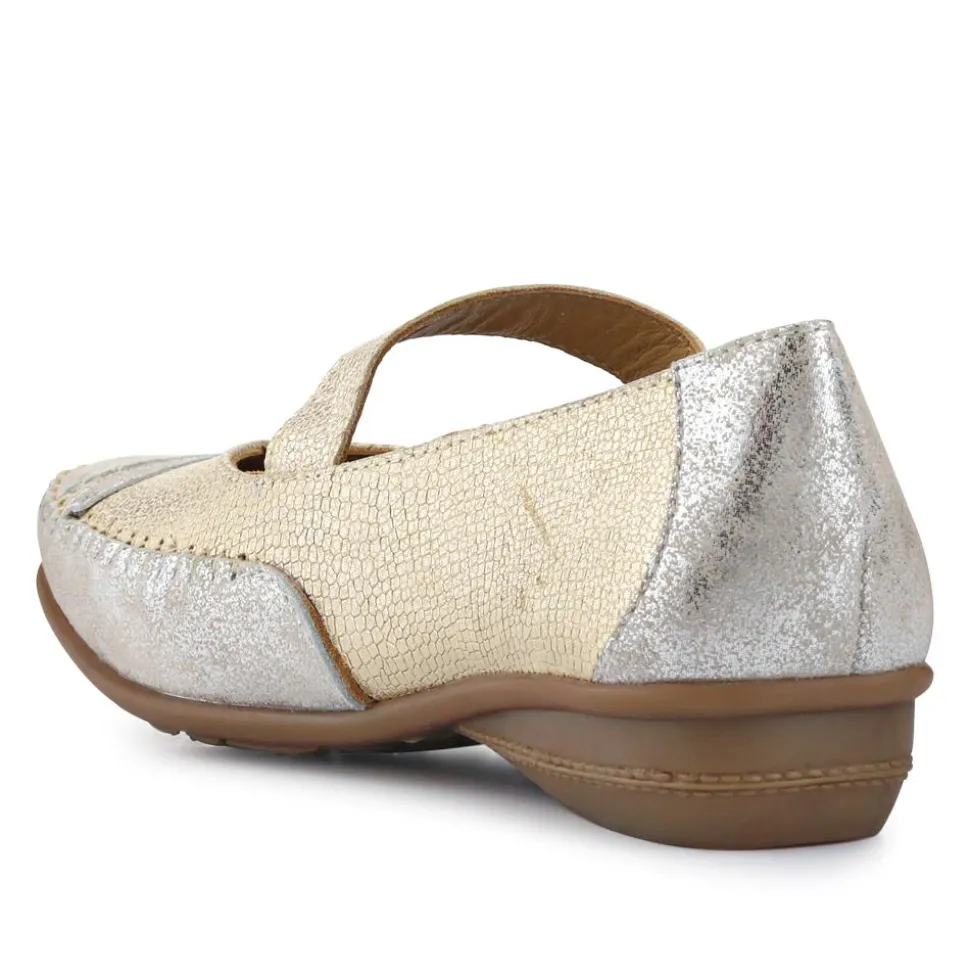 Extra-Cushioned Leather Mary Janes - Gold