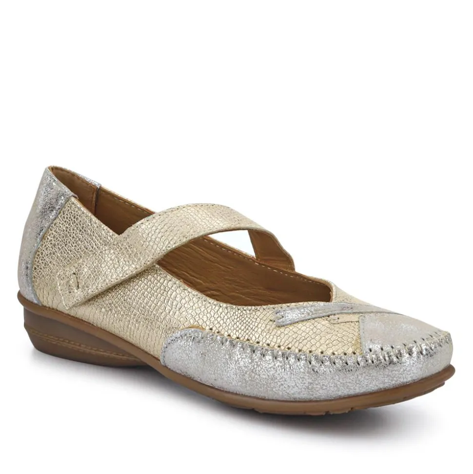 Extra-Cushioned Leather Mary Janes - Gold