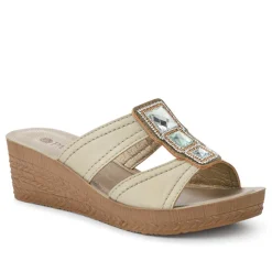 Extra-Cushioned Slip-On Wedge Mules - Soft Gold