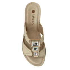 Extra-Cushioned Slip-On Wedge Mules - Soft Gold