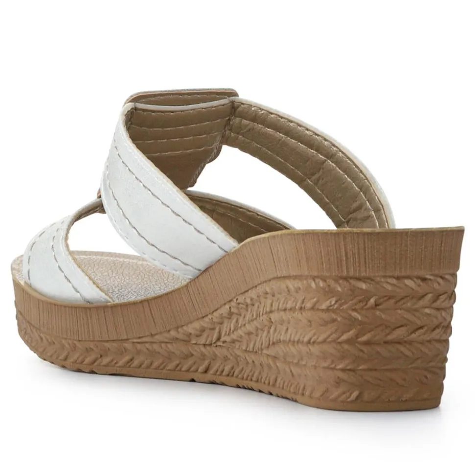 Extra-Cushioned Slip-On Wedge Mules - White
