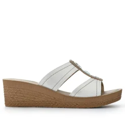 Extra-Cushioned Slip-On Wedge Mules - White