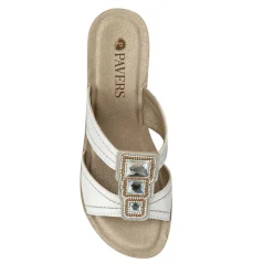 Extra-Cushioned Slip-On Wedge Mules - White