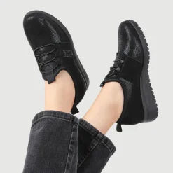 Extra Cushioned Wedge Heel Slip-On Shoes - Black