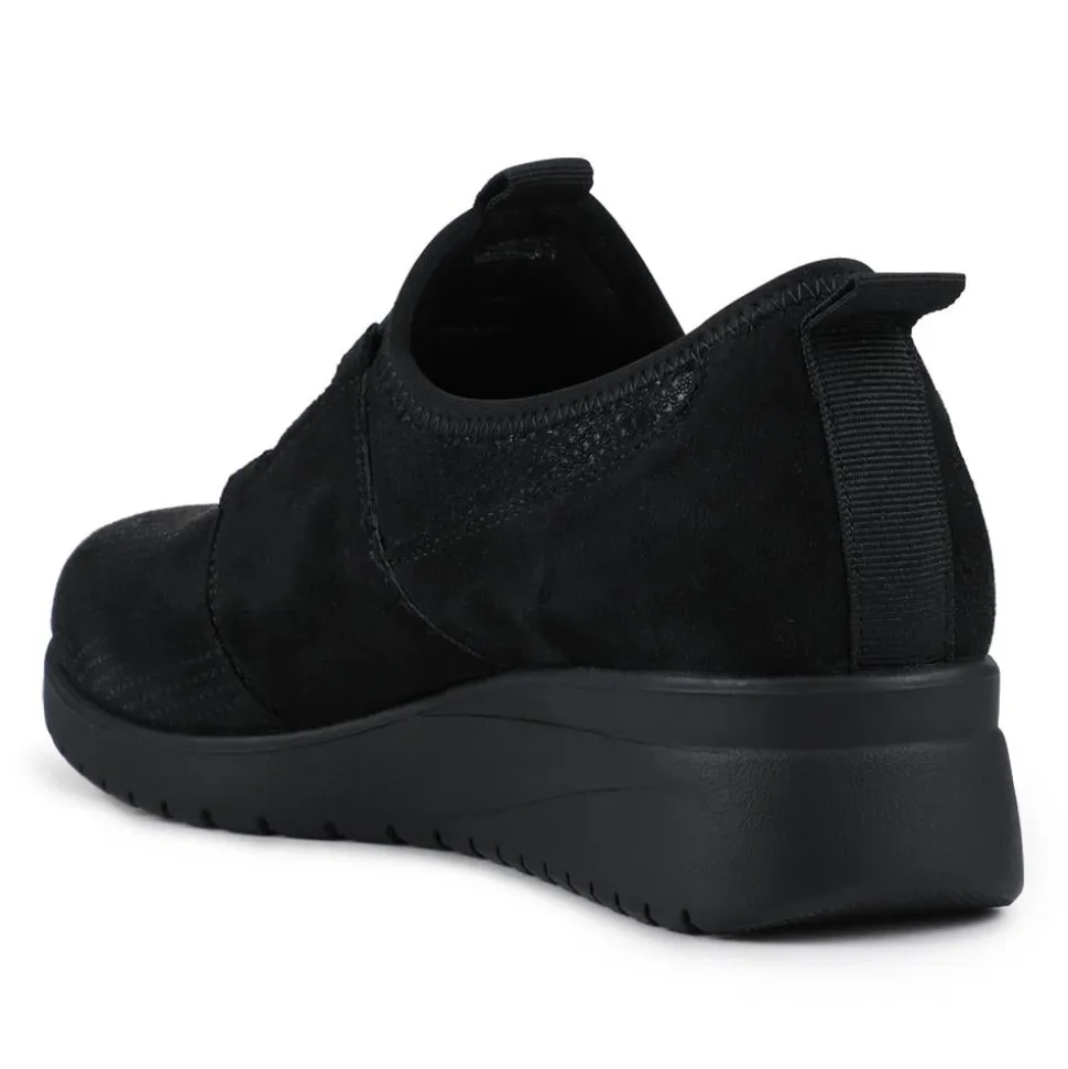 Extra Cushioned Wedge Heel Slip-On Shoes - Black